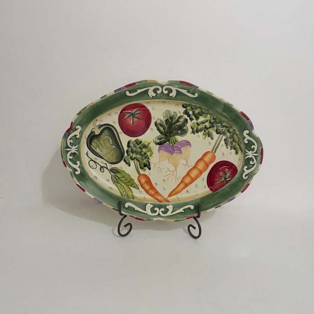 FITZ & FLOYD Le Marche 16" Oval Vegetable Serving Platter Discontinued 2004-2006